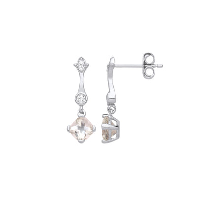 Silver  Fleur De Lys Teaspoon Chandelier Drop Earrings - EAG1242
