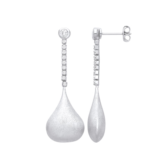 Silver  Satin Onion Dome Pendant Lamp Drop Earrings - EAG1255