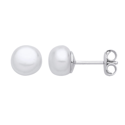 Silver  Levana Full Moon Button Stud Earrings - EAG1268