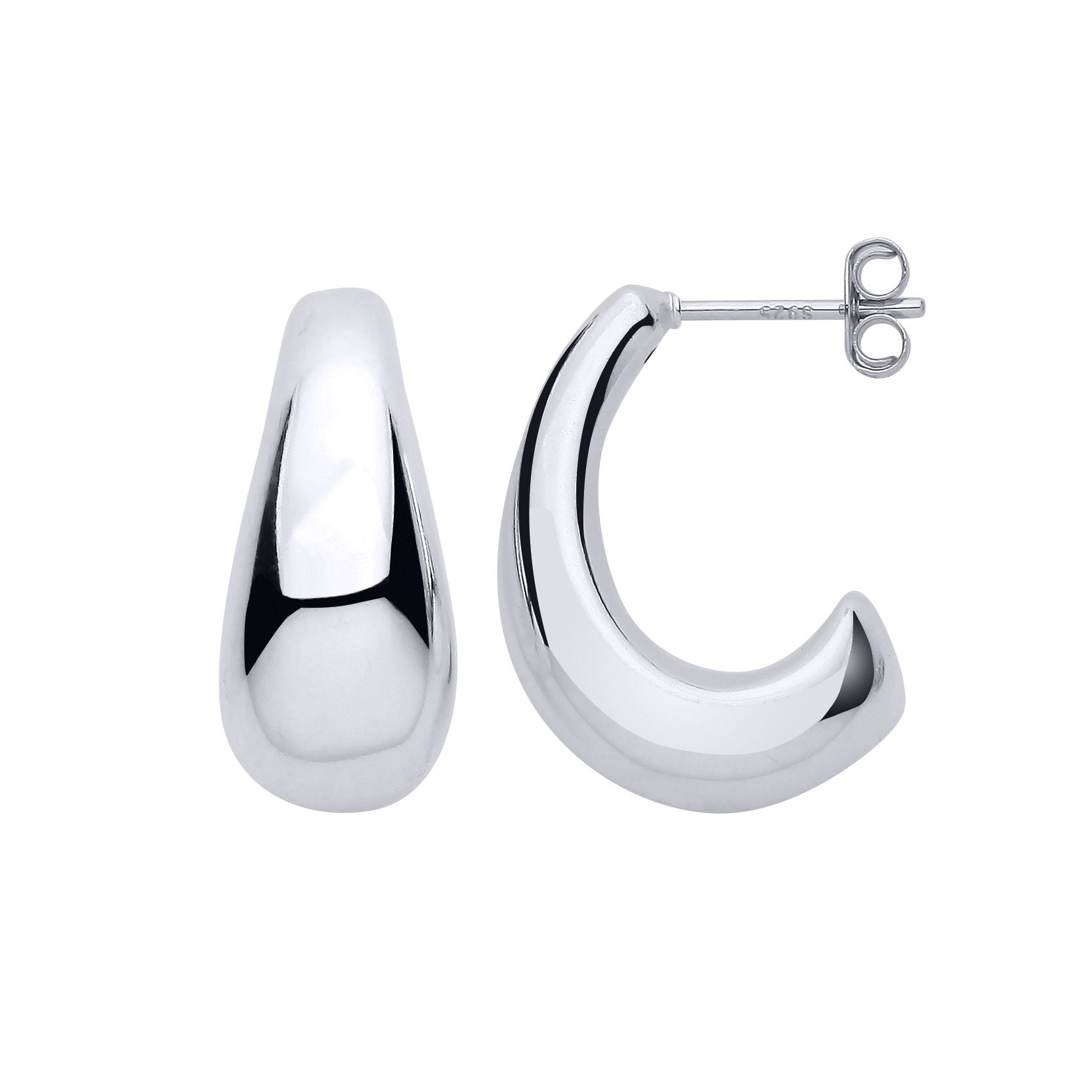 Silver  Electroform Pear Half Hoop Drop Earrings - EAG1290