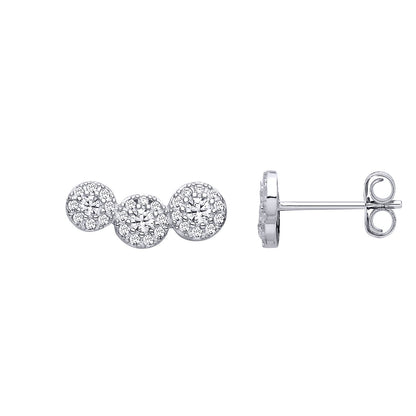 Silver  CZ Trilogy Circles Stud Earrings - EAG1296