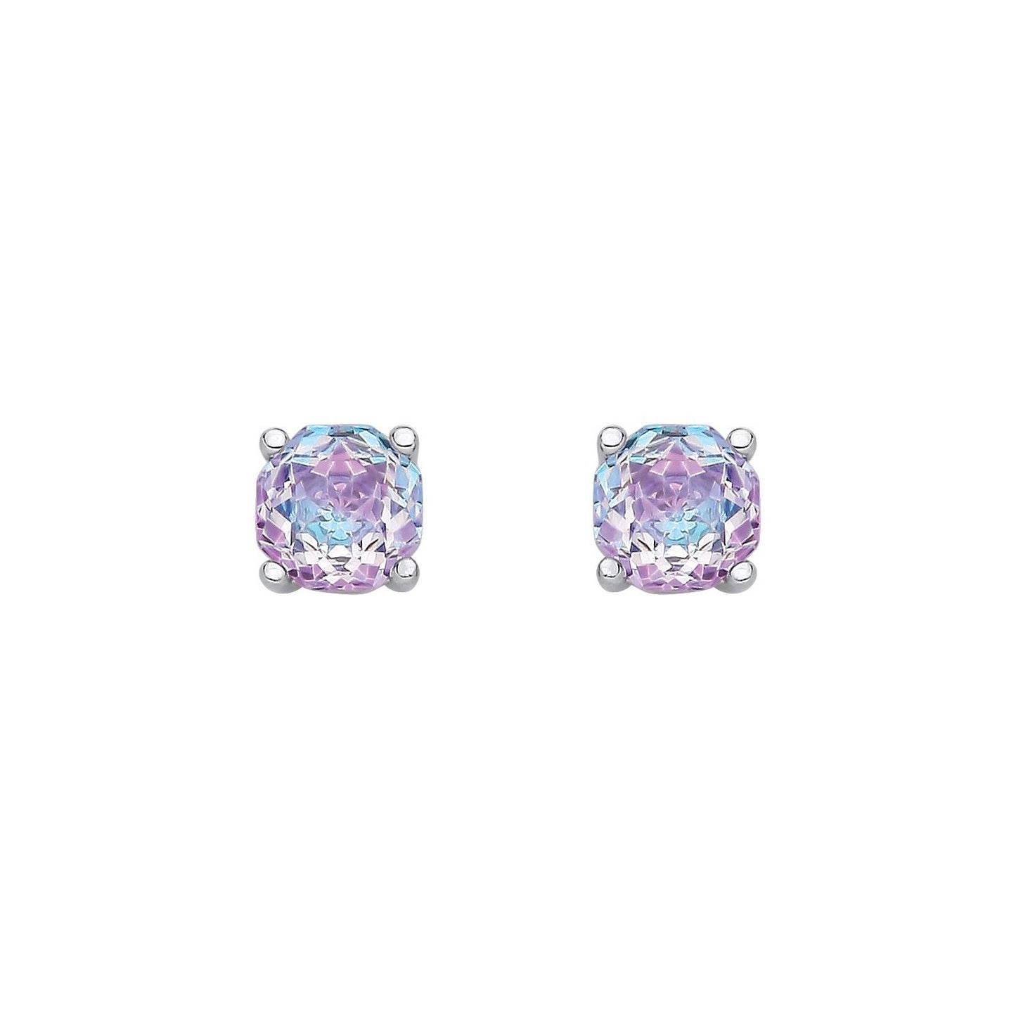 Sterling Silver 6mm Rose Cut Octagonal Studs - Lavender Blue - EAG1305-LB