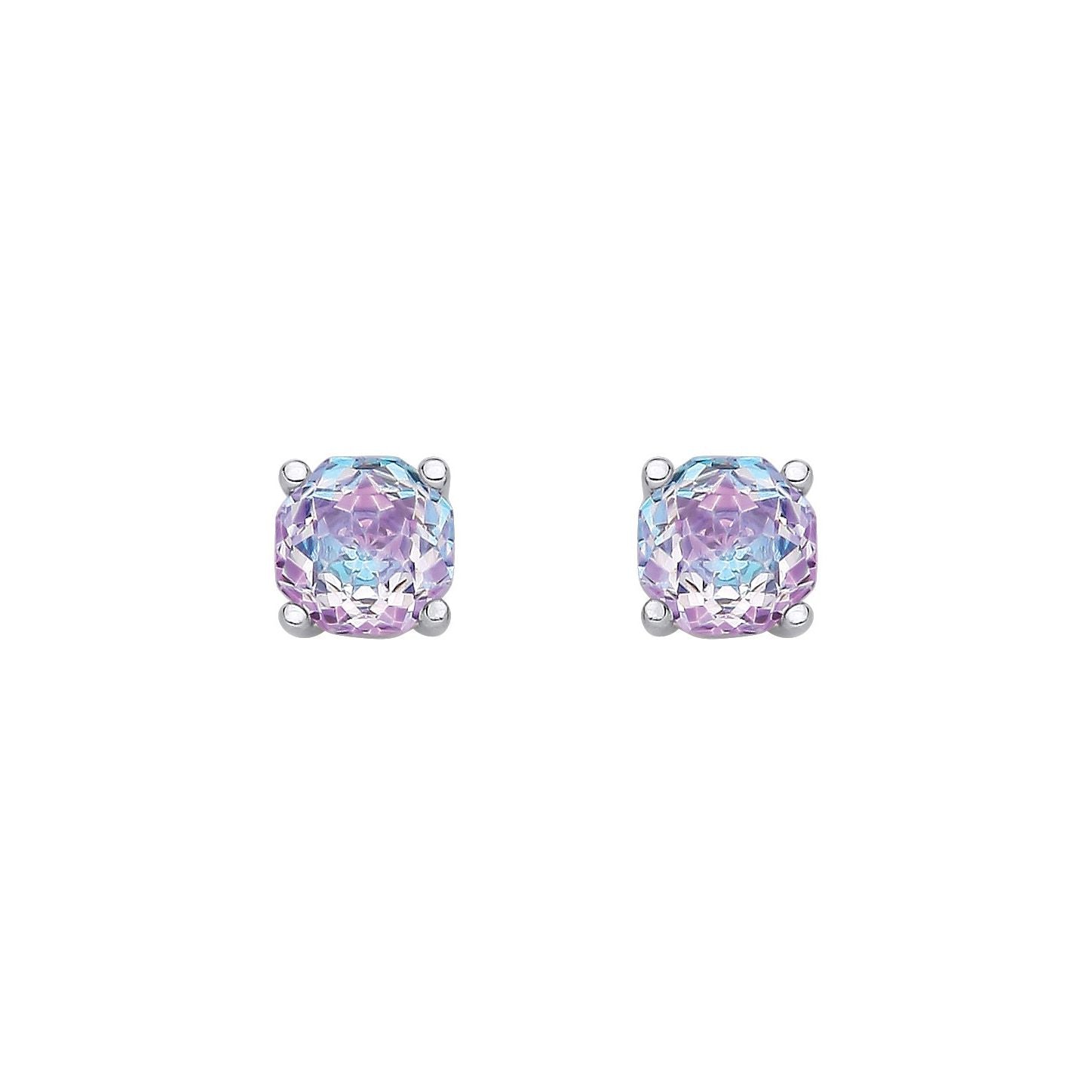 Sterling Silver 6mm Rose Cut Octagonal Studs - Lavender Blue - EAG1305-LB