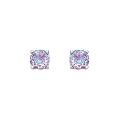 Silver  Lilac Octagon CZ Magic Rose Two-Tone Stud Earrings - EAG1305-LB