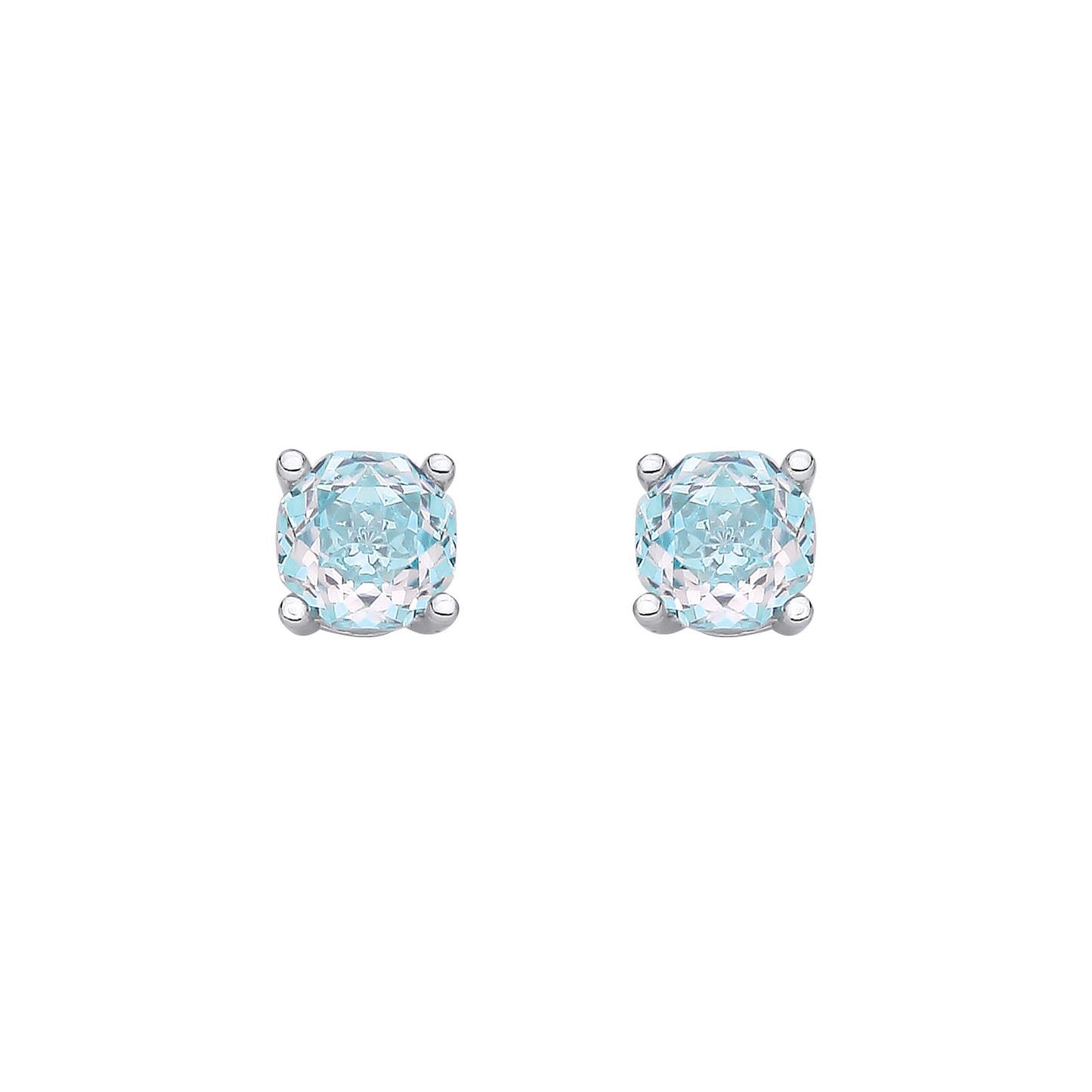 Sterling Silver 6mm Rose Cut Octagonal Studs - Sky Blue - EAG1305-SB