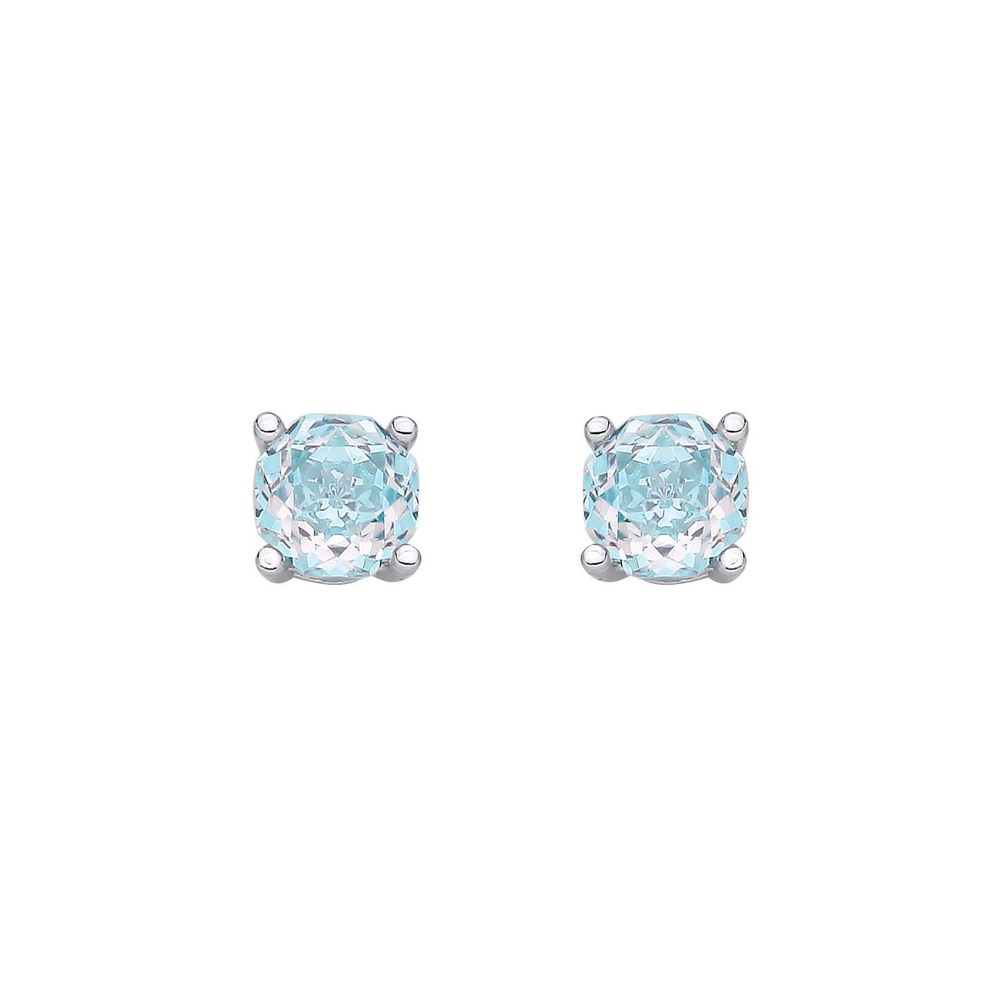 Sterling Silver 6mm Rose Cut Octagonal Studs - Sky Blue - EAG1305-SB