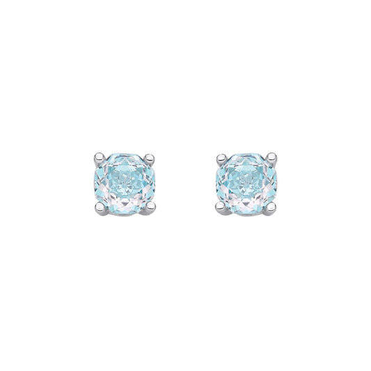 Sterling Silver 6mm Rose Cut Octagonal Studs - Sky Blue - EAG1305-SB