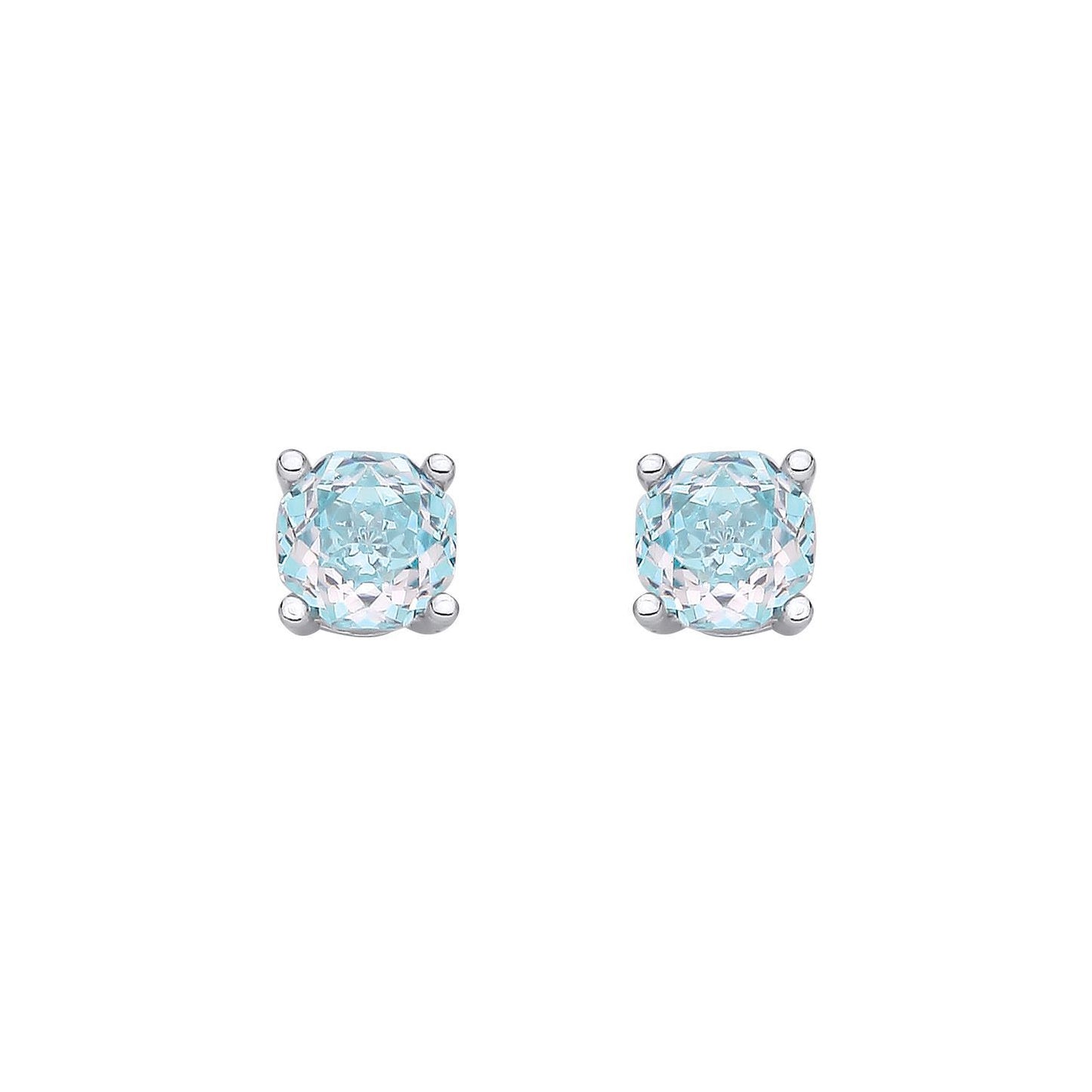 Silver  Blue Octagon CZ Magic Rose Two-Tone Stud Earrings - EAG1305-SB