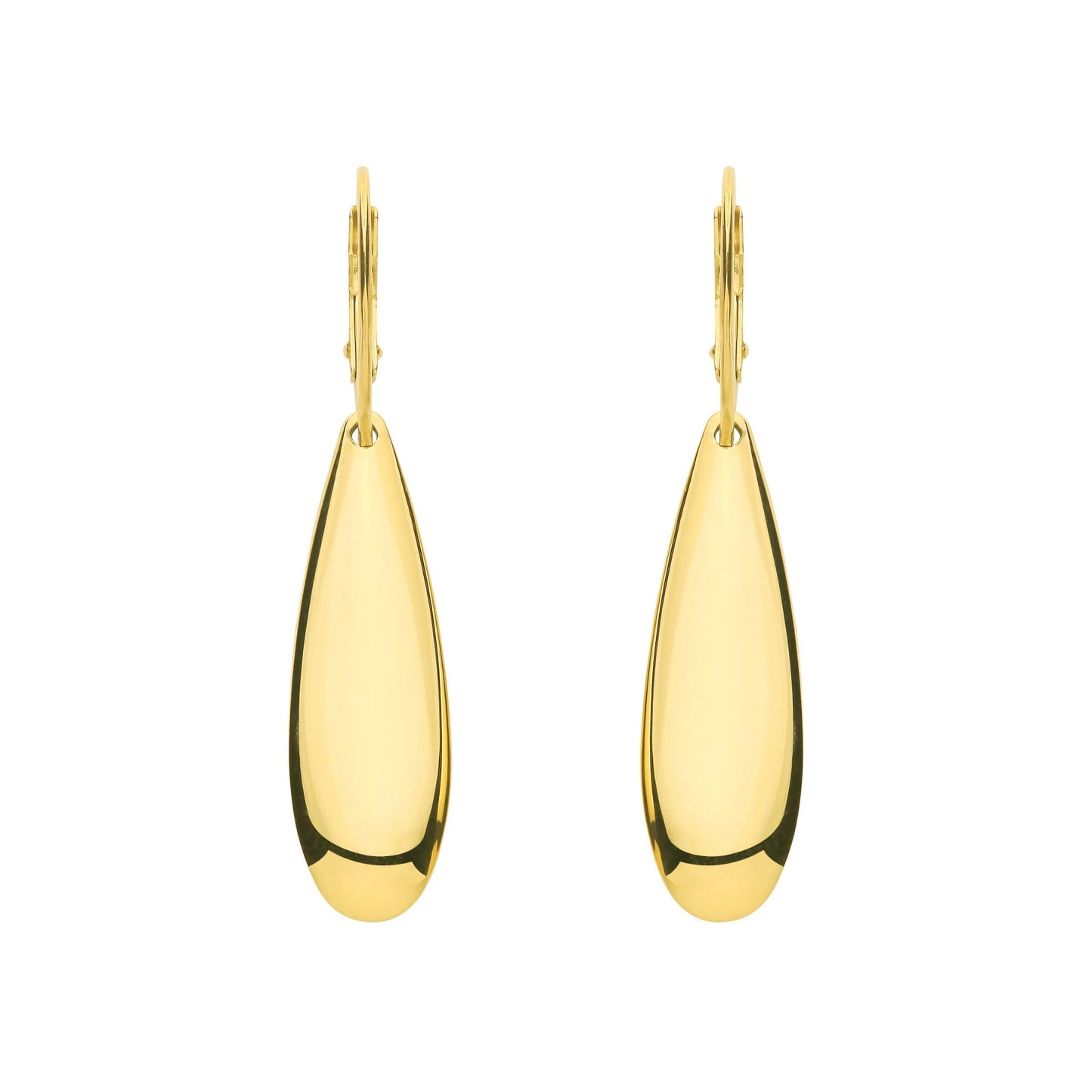Gold Plated Sterling Silver Puffed Pear Drop Earrings - EAG1306