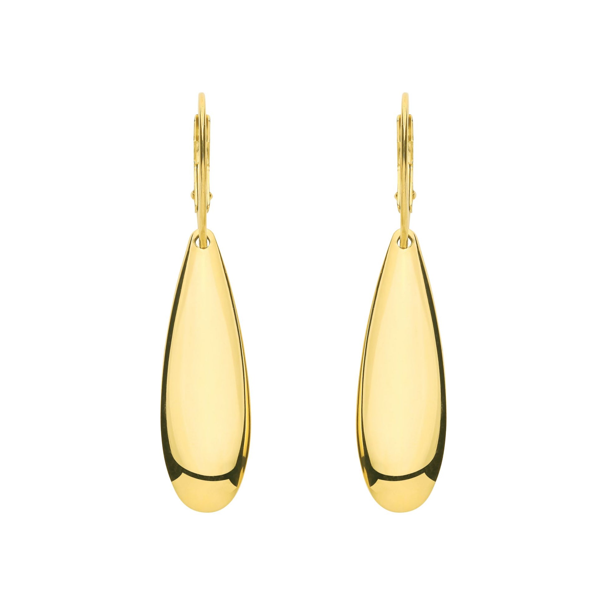 Gold Plated Sterling Silver Puffed Pear Drop Earrings - EAG1306