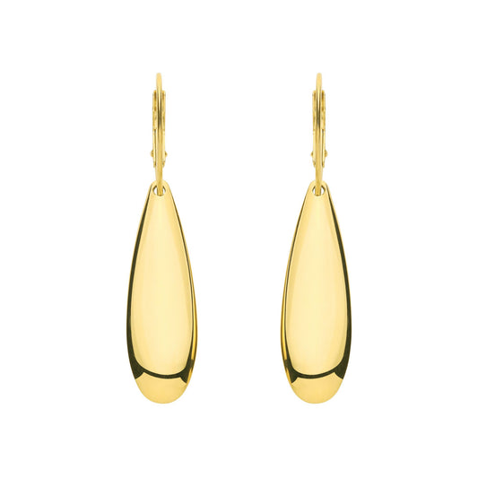 Gold Plated Sterling Silver Puffed Pear Drop Earrings - EAG1306
