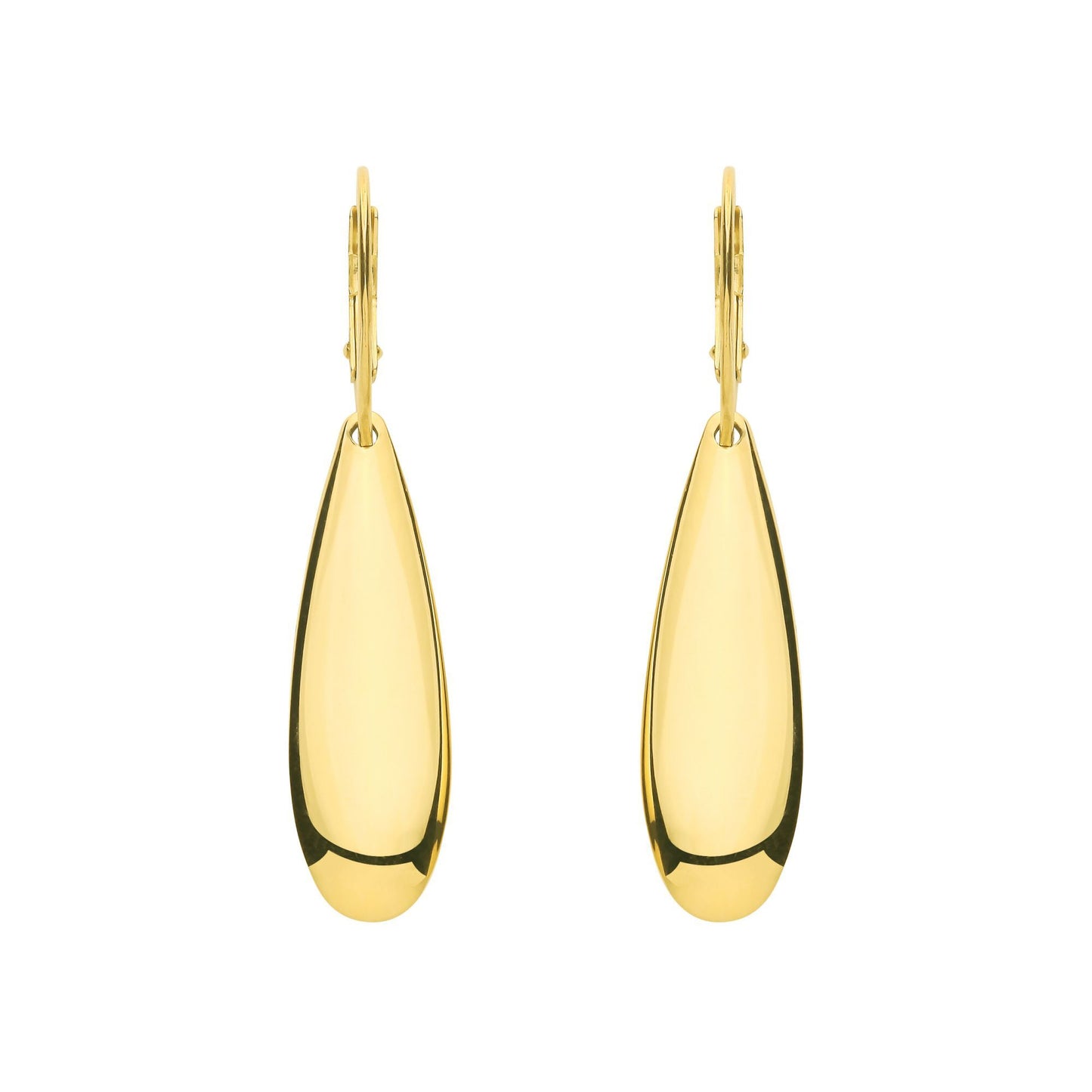 Gold-plated Silver  Raindrop Puffed Pear Torpedo Drop Earrings - EAG1306