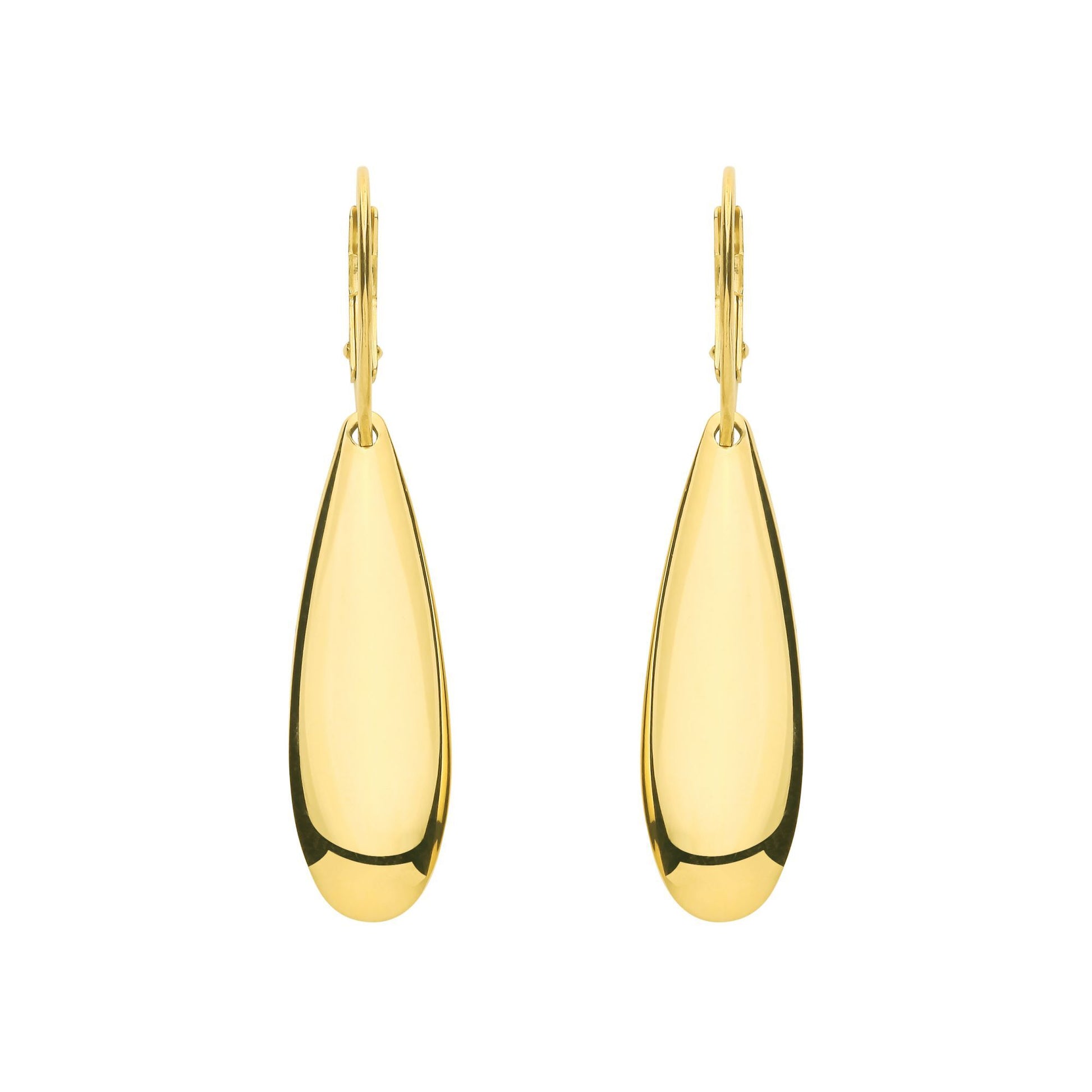 Gold-plated Silver  Raindrop Puffed Pear Torpedo Drop Earrings - EAG1306