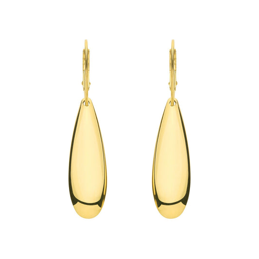 Gold-plated Silver  Raindrop Puffed Pear Torpedo Drop Earrings - EAG1306