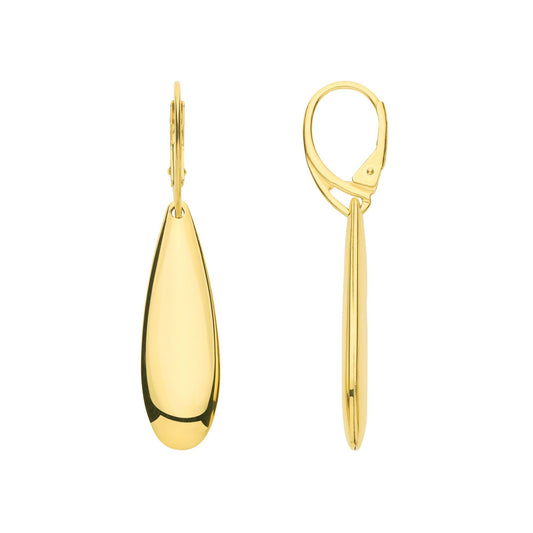 Gold Plated Sterling Silver Puffed Pear Drop Earrings - EAG1306