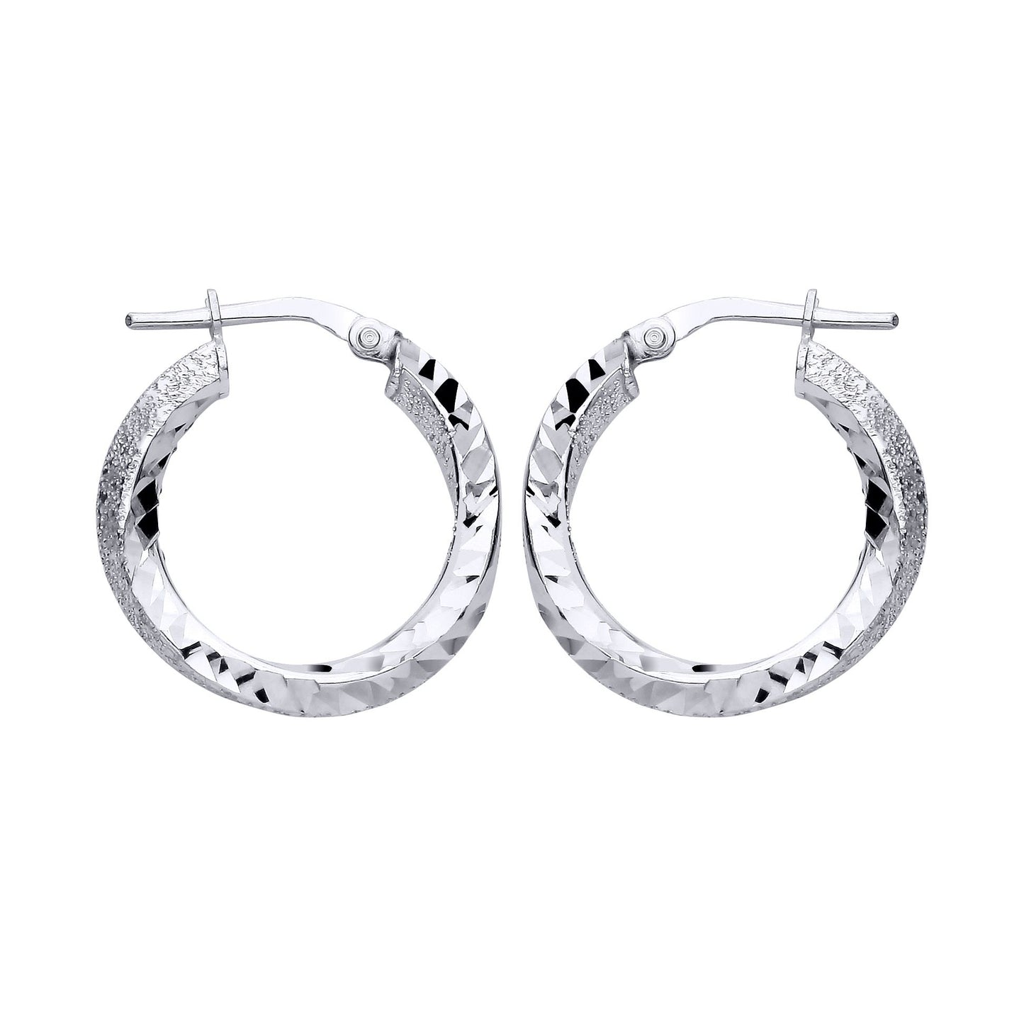 Silver  Moondust Glitter Textured Twist Hoop Earrings - EAG1309