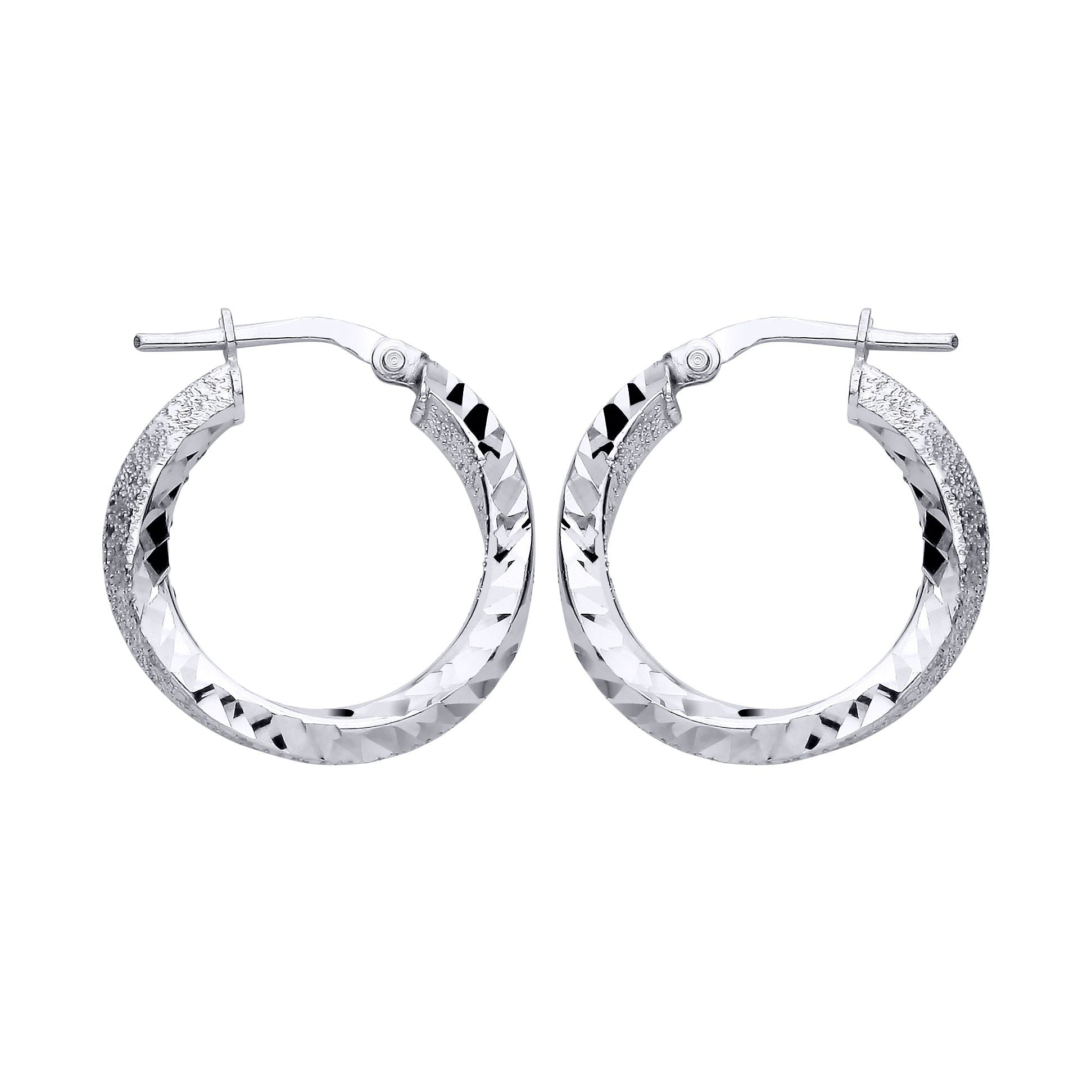 Silver  Moondust Glitter Textured Twist Hoop Earrings - EAG1309