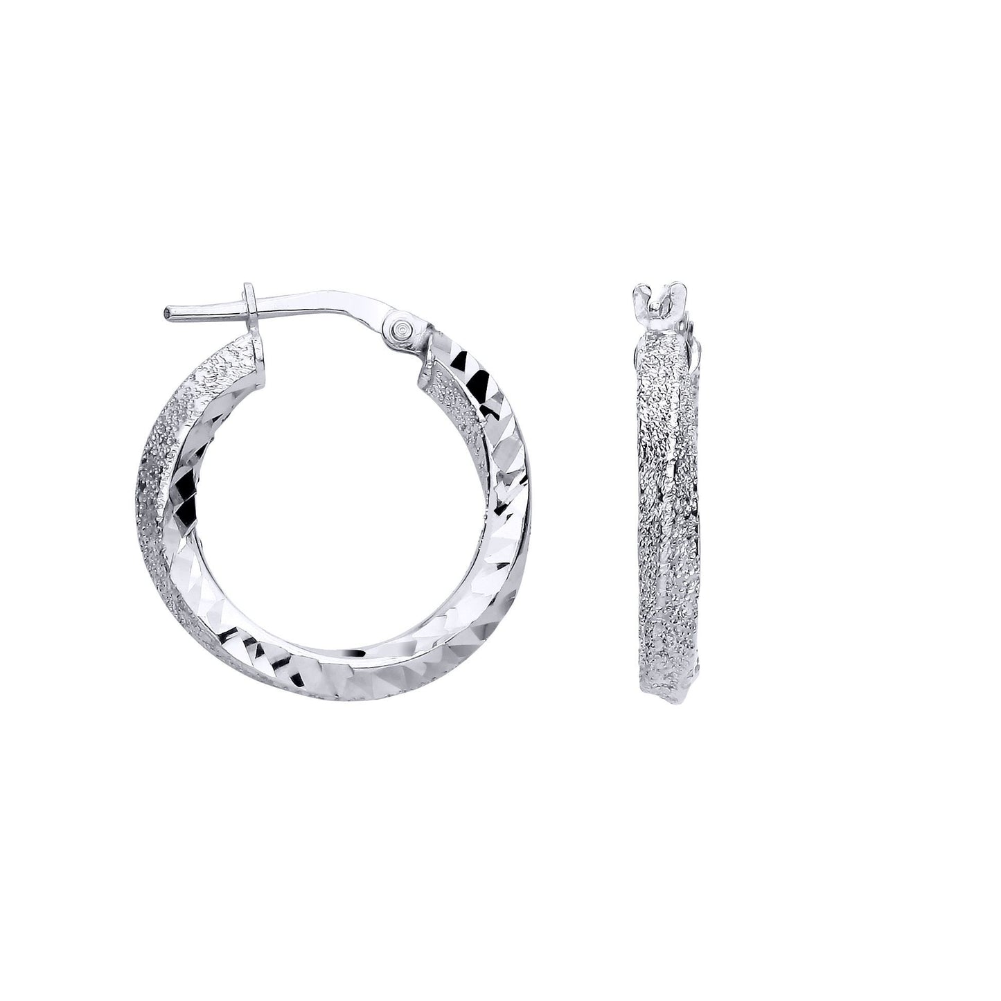 Silver  Moondust Glitter Textured Twist Hoop Earrings - EAG1309