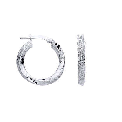 Silver  Moondust Glitter Textured Twist Hoop Earrings - EAG1309
