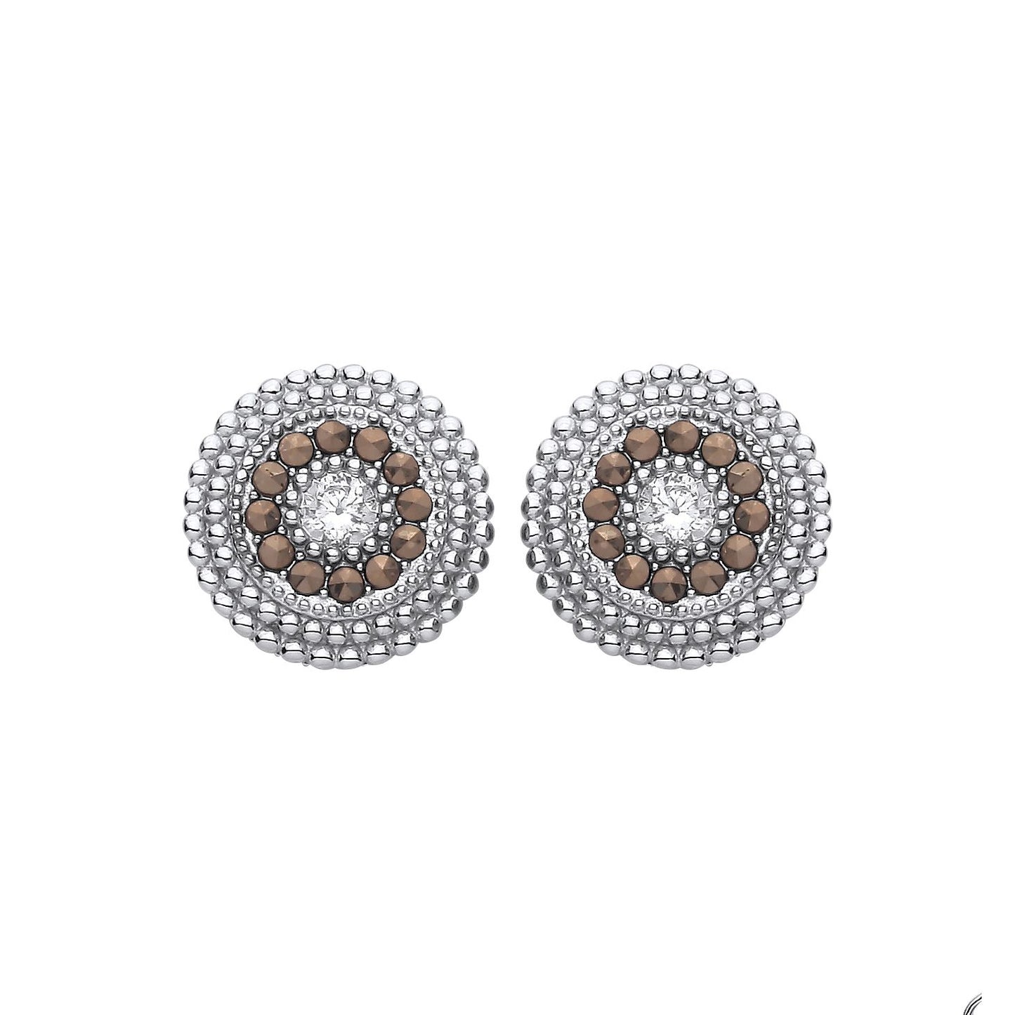 Sterling Silver CZ Circle Band Stud Earrings - EAG1312