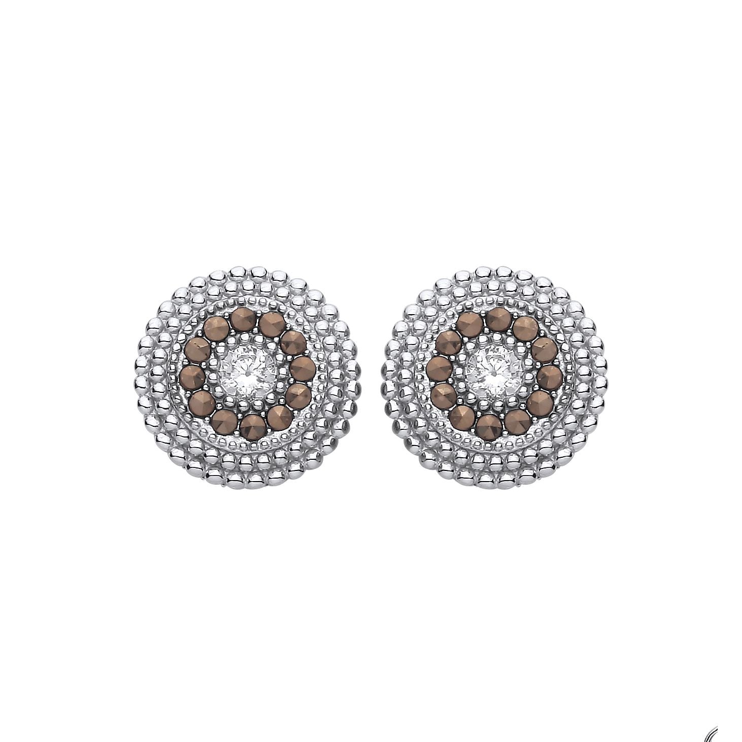 Sterling Silver CZ Circle Band Stud Earrings - EAG1312