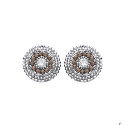 Sterling Silver CZ Circle Band Stud Earrings - EAG1312