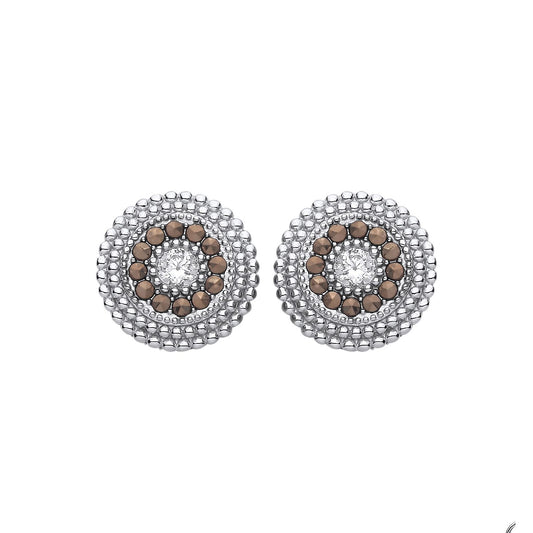Sterling Silver CZ Circle Band Stud Earrings - EAG1312