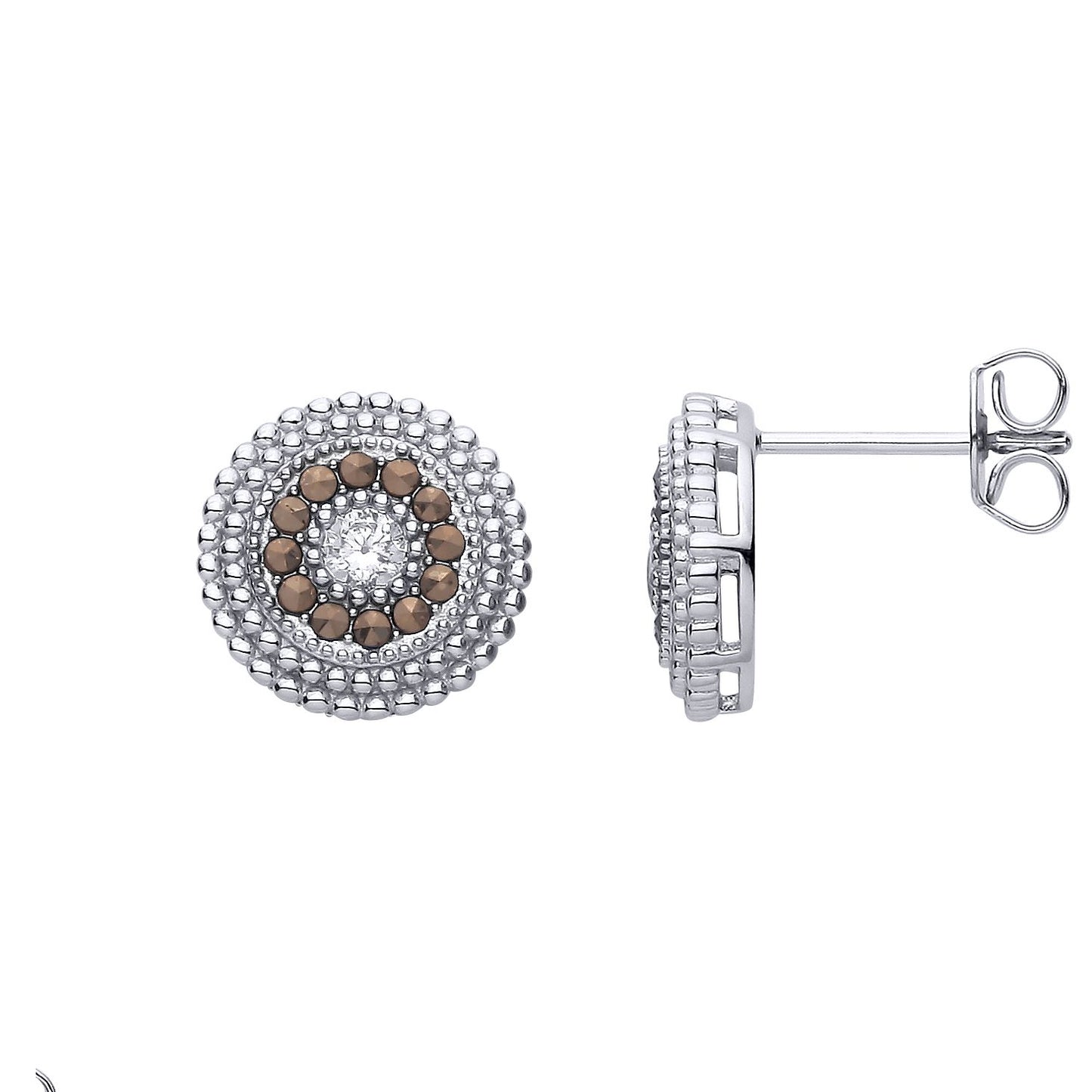 Sterling Silver CZ Circle Band Stud Earrings - EAG1312