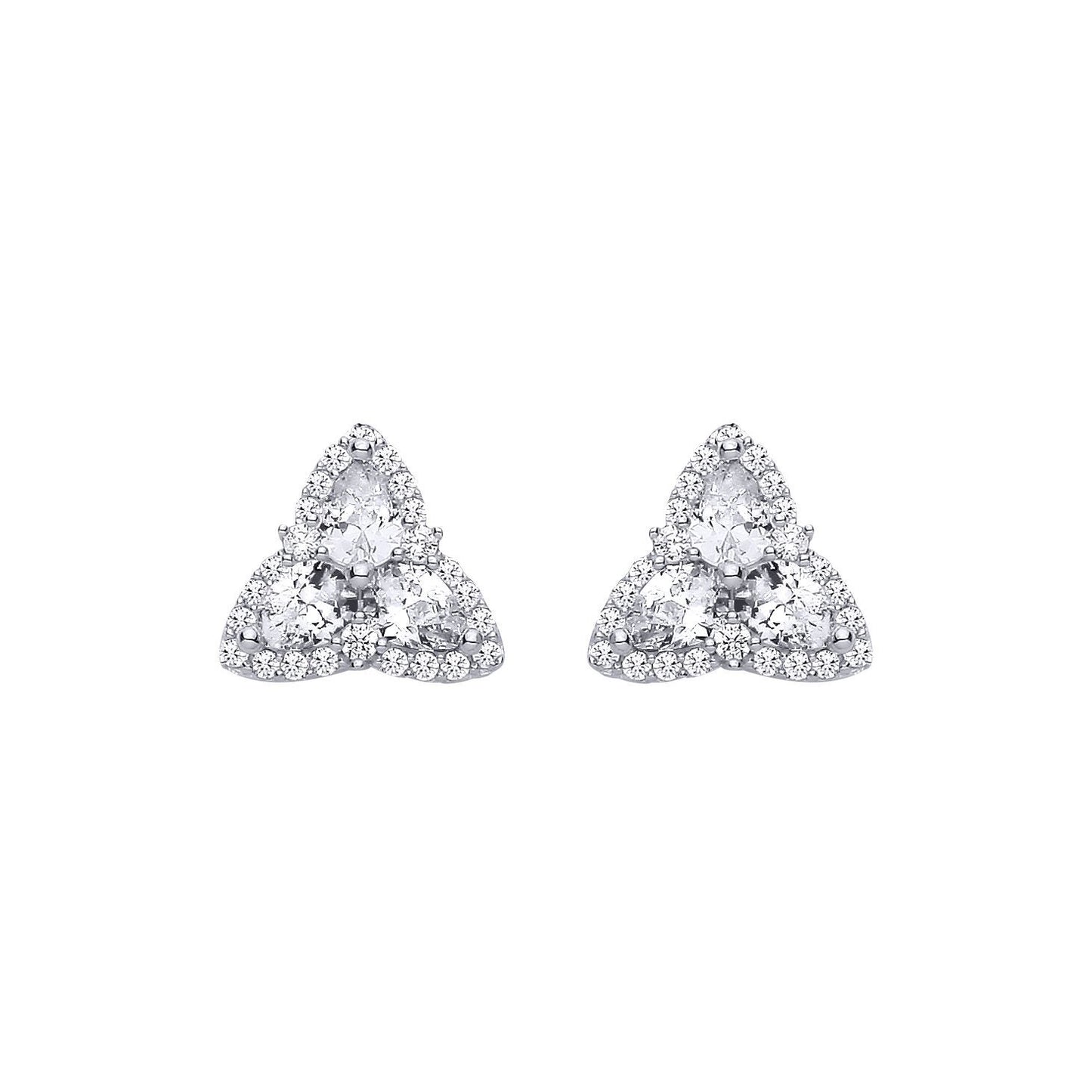 Silver  Pear CZ Celtic Trinity Knot Cluster Stud Earrings - EAG1313