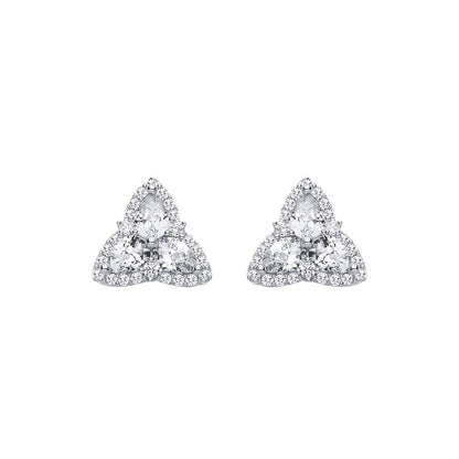 Silver  Pear CZ Celtic Trinity Knot Cluster Stud Earrings - EAG1313