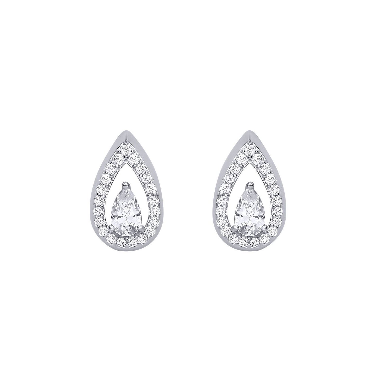Silver  Pear CZ Raindrop Swing Flame Drop Earrings - EAG1314