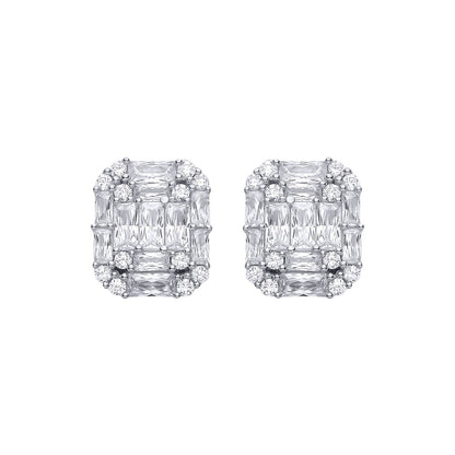 Sterling Silver CZ Emerald-Cut Stud Earrings - EAG1315
