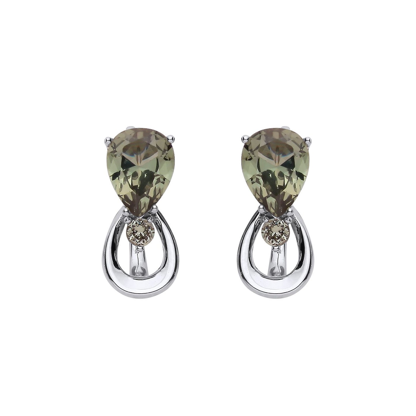 Sterling Silver Green Amethyst Pear Drop Earrings - EAG1318