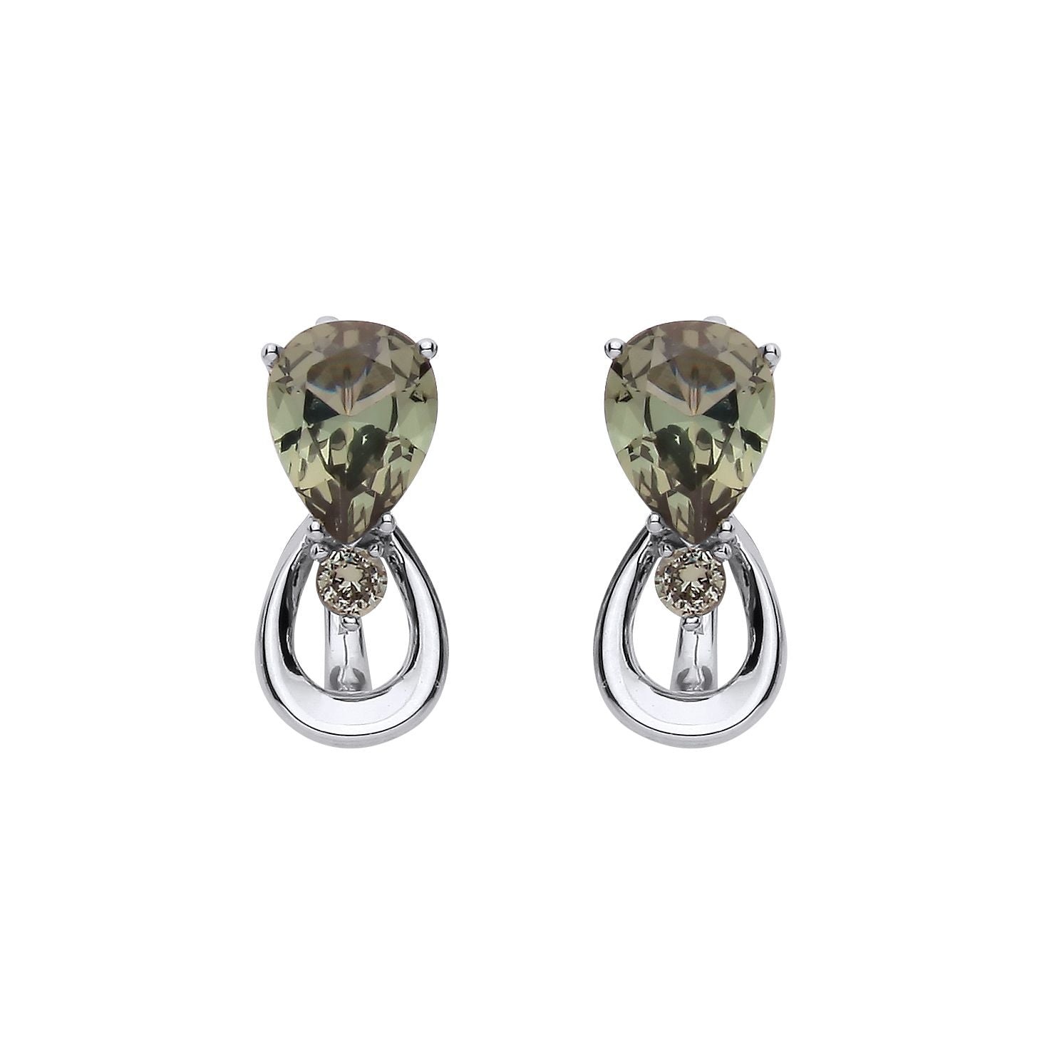 Sterling Silver Green Amethyst Pear Drop Earrings - EAG1318