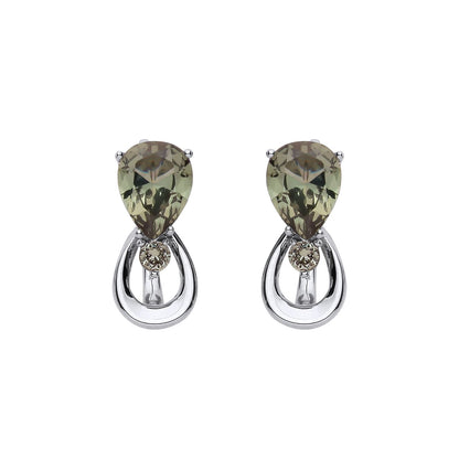 Sterling Silver Green Amethyst Pear Drop Earrings - EAG1318