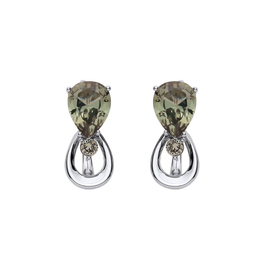 Sterling Silver Green Amethyst Pear Drop Earrings - EAG1318