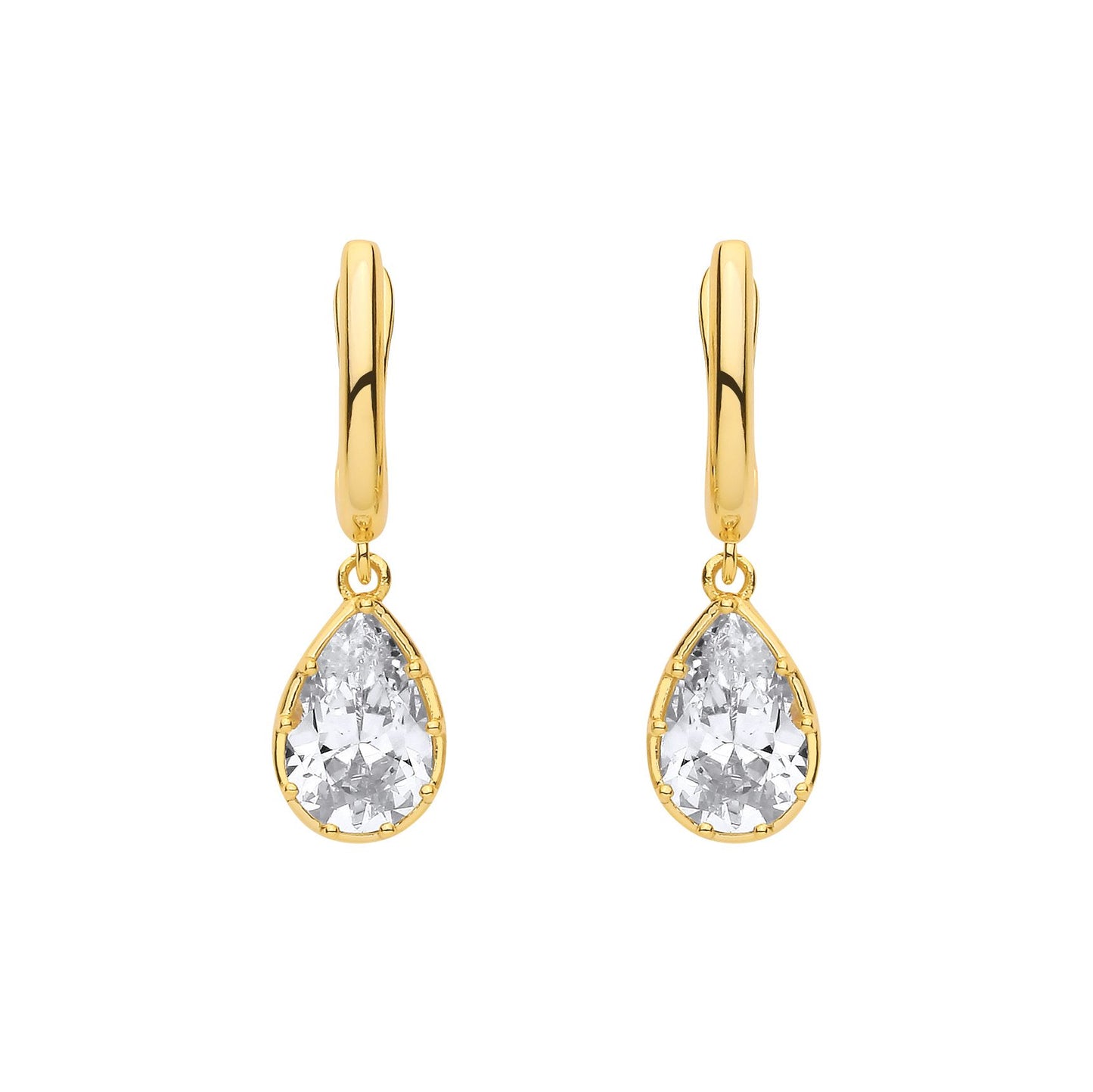 Gold Plated Sterling Silver CZ Pear Drop Earrings - EAG1319