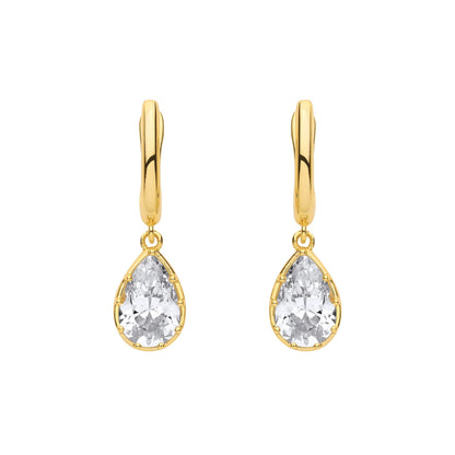 Gold Plated Sterling Silver CZ Pear Drop Earrings - EAG1319