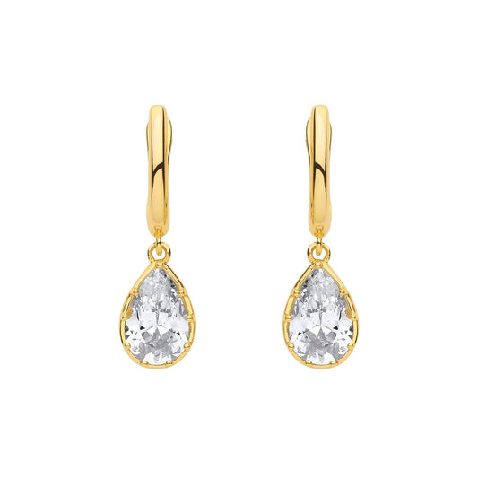 Gold Plated Sterling Silver CZ Pear Drop Earrings - EAG1319