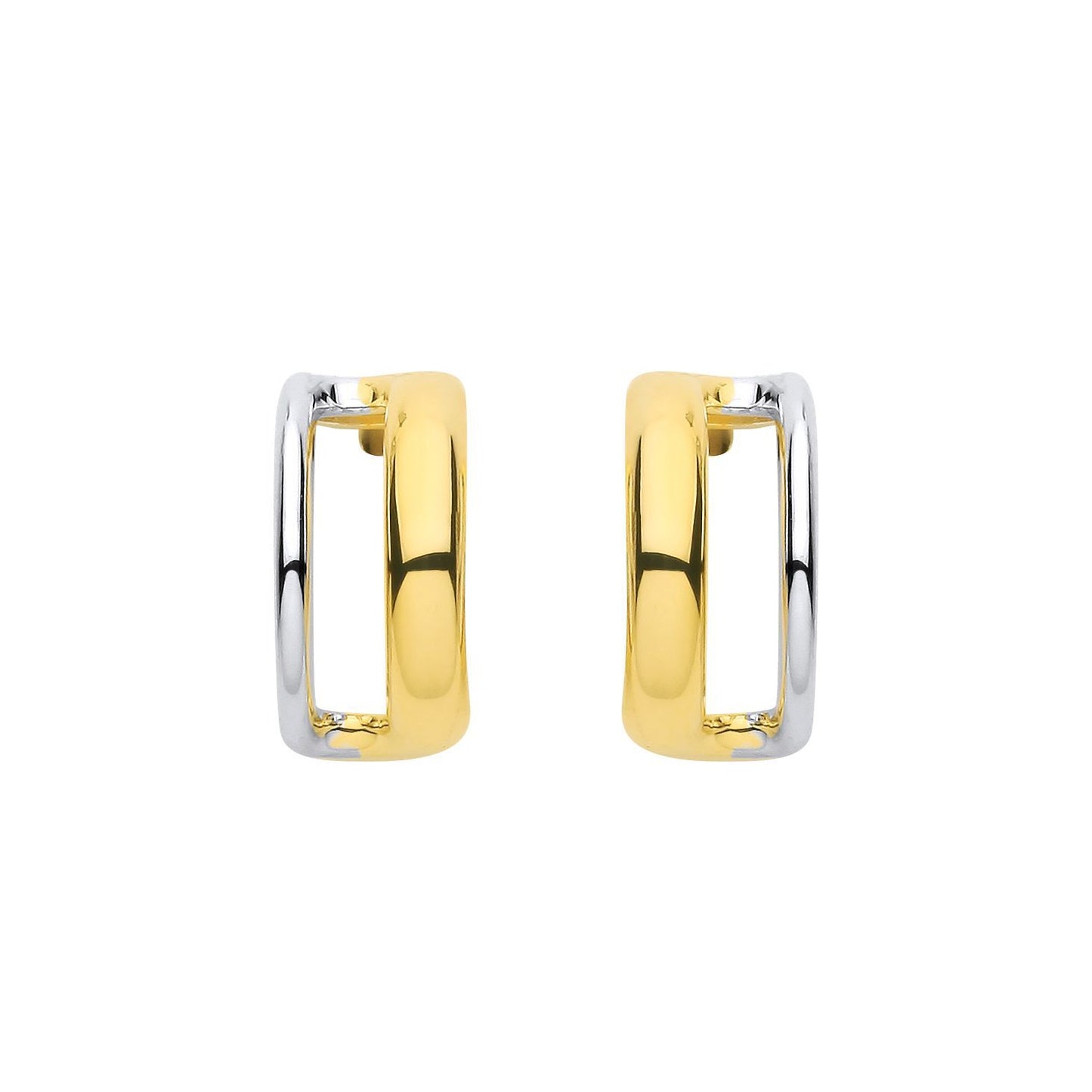 Gilded Silver  Negative Space Double Row Half J-Hoop Drop Earrings - EAG1320