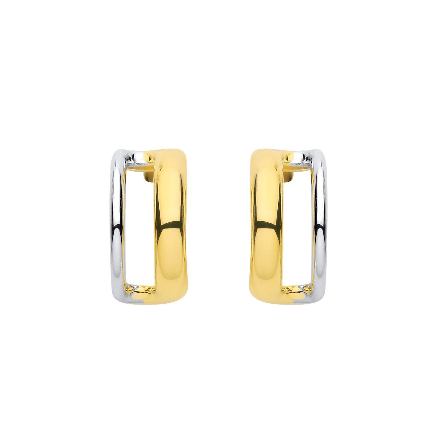 Gilded Silver  Negative Space Double Row Half J-Hoop Drop Earrings - EAG1320