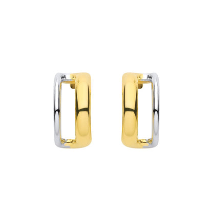 Gilded Silver  Negative Space Double Row Half J-Hoop Drop Earrings - EAG1320
