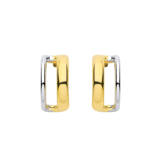 Gilded Silver  Negative Space Double Row Half J-Hoop Drop Earrings - EAG1320