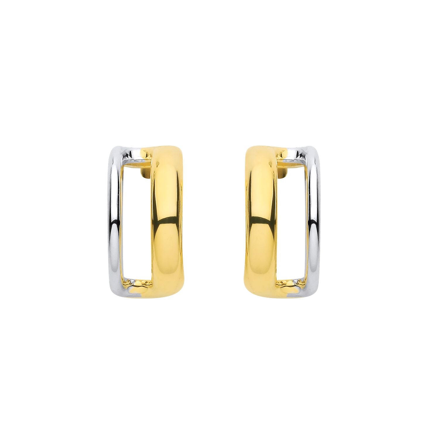 Sterling Silver & Gold Plated Double Row Half Hoop Earrings - EAG1320