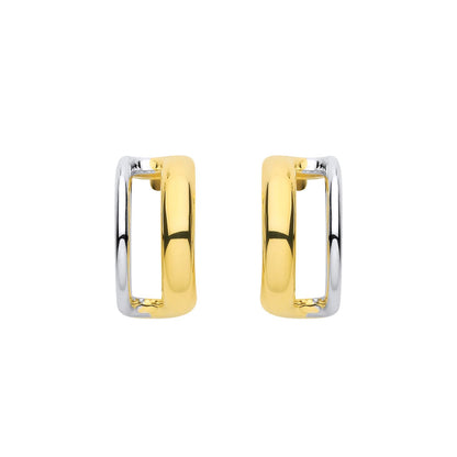 Sterling Silver & Gold Plated Double Row Half Hoop Earrings - EAG1320