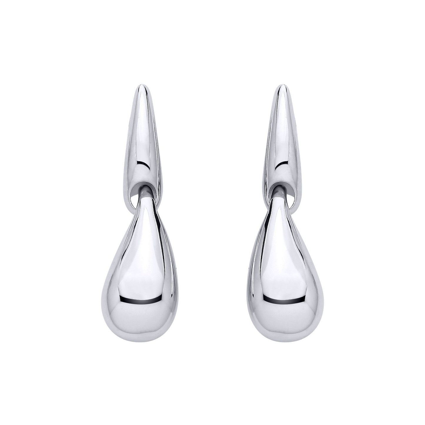 Silver  Fluid Organic Teardrop Form Drop Earrings - EAG1321