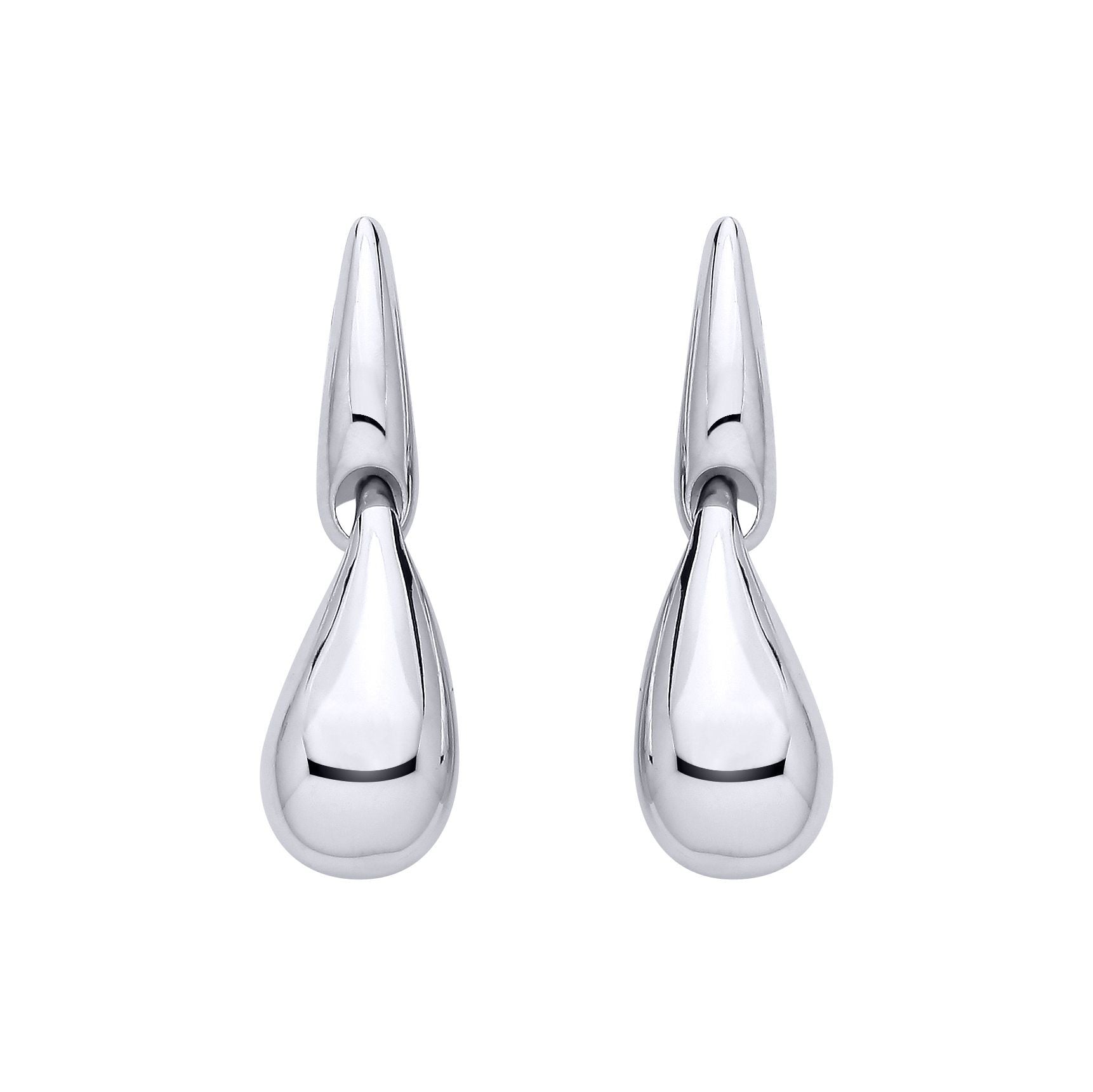 Silver  Fluid Organic Teardrop Form Drop Earrings - EAG1321
