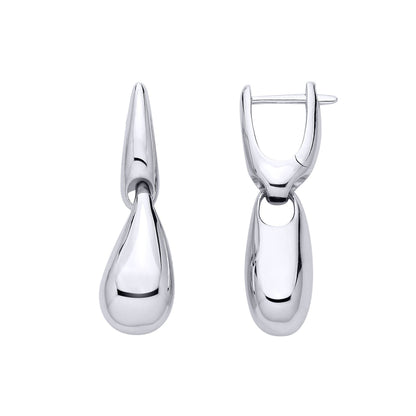 Silver  Fluid Organic Teardrop Form Drop Earrings - EAG1321