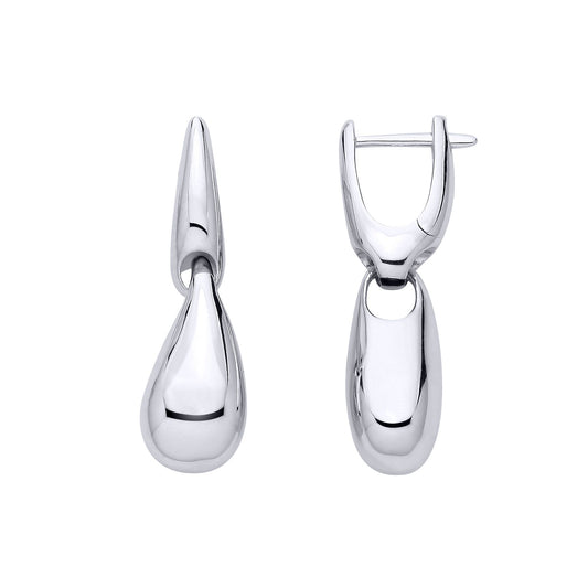 Sterling Silver Domed Teardrop Latch Back Earrings - EAG1321