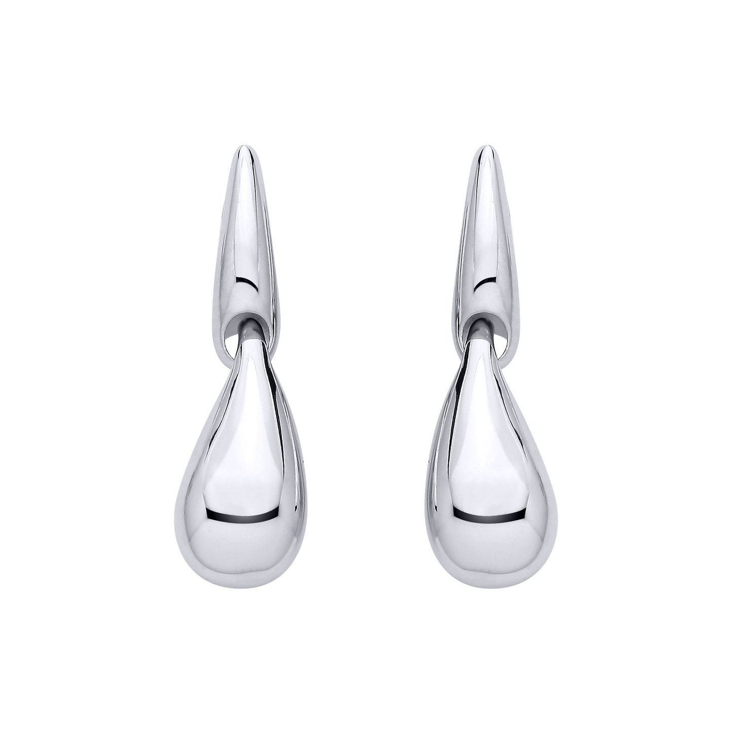 Sterling Silver Domed Teardrop Latch Back Earrings - EAG1321